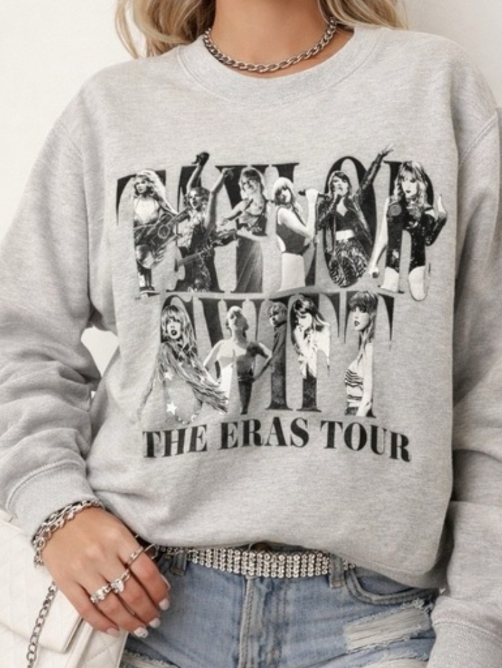 Taylor Swift Heather Gray Graphic The Eras Tour Sweatshirt L